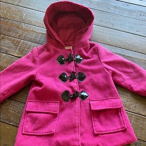 Girls' Hooded Toggle Cape-Style Coat in Hot Pink